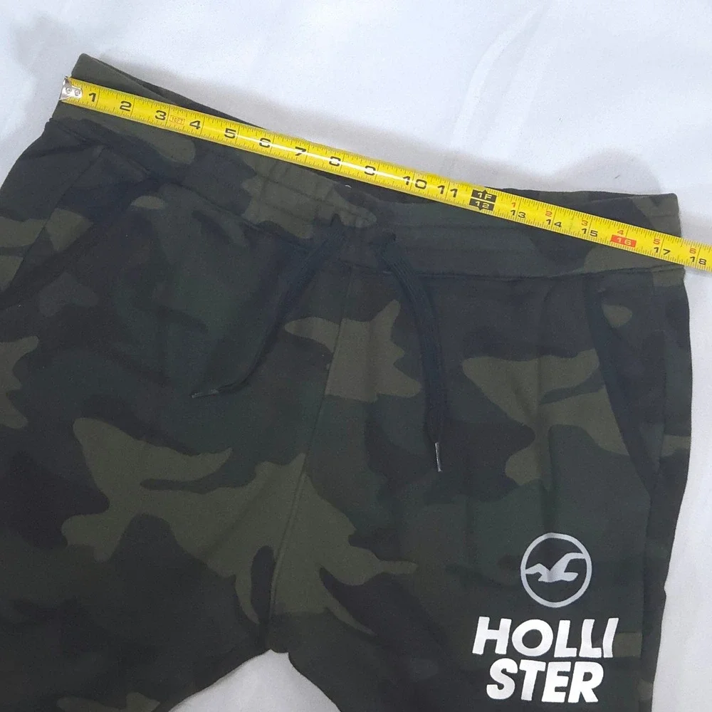 Hollister Camo Fleece Joggers Mens L Sweatpants Green Drawstring Logo Comfy